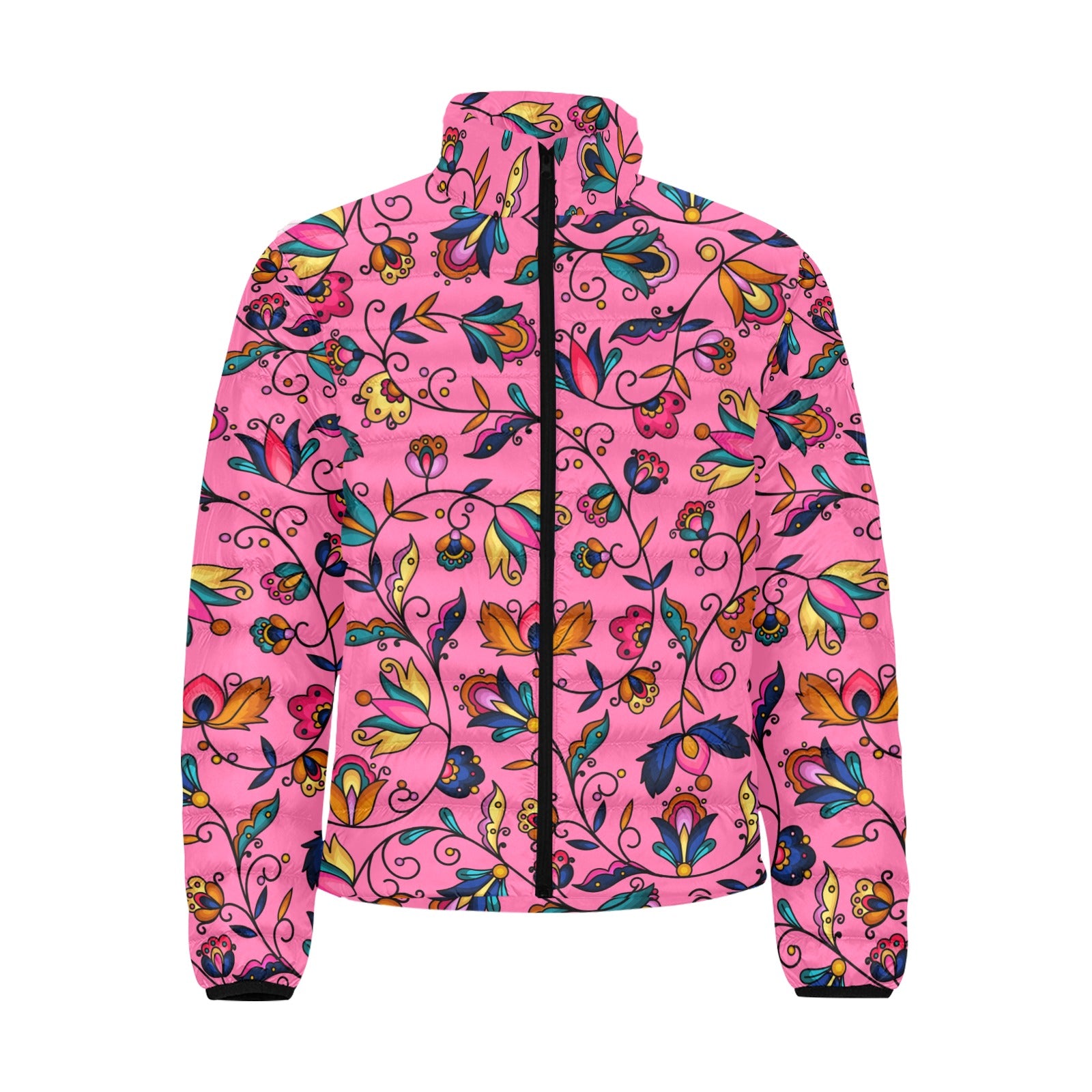 Copper Prairie Petals Pink Men's Padded Jacket