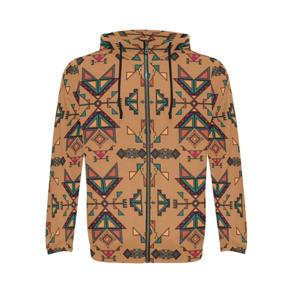 Arrow dawn Brown Men's Zipper Hoodie