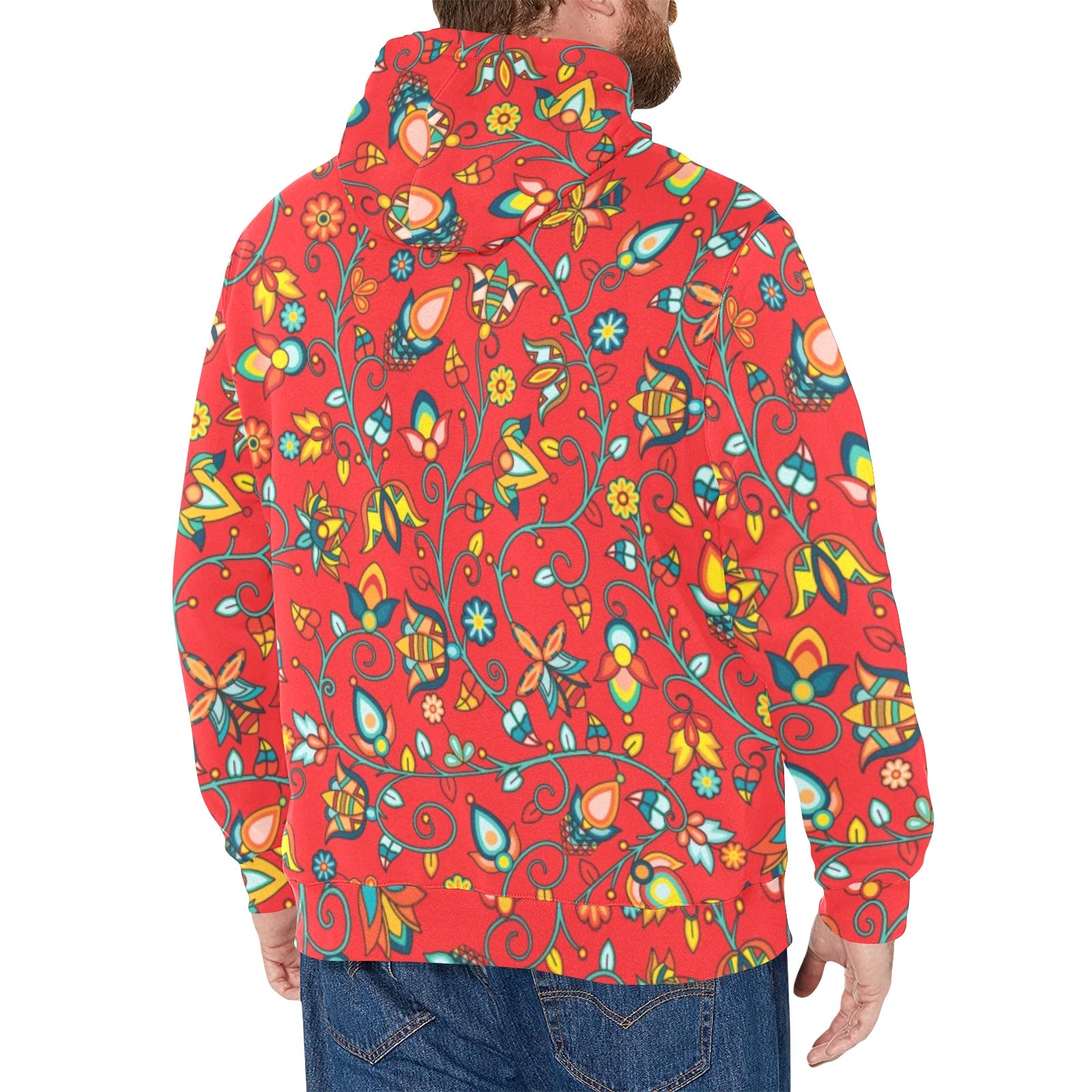 Thorny Path Red Men's Long Sleeve Fleece Hoodie