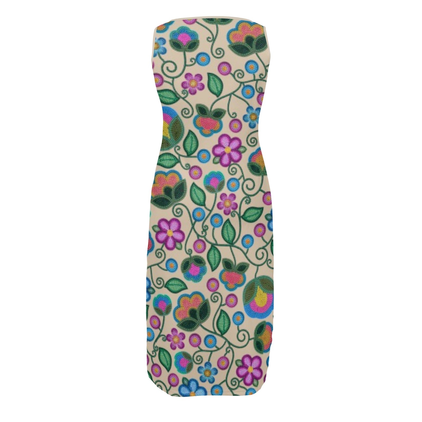 Turquoise Sunbeam Cream Phaedra Sleeveless Open Fork Long Dress