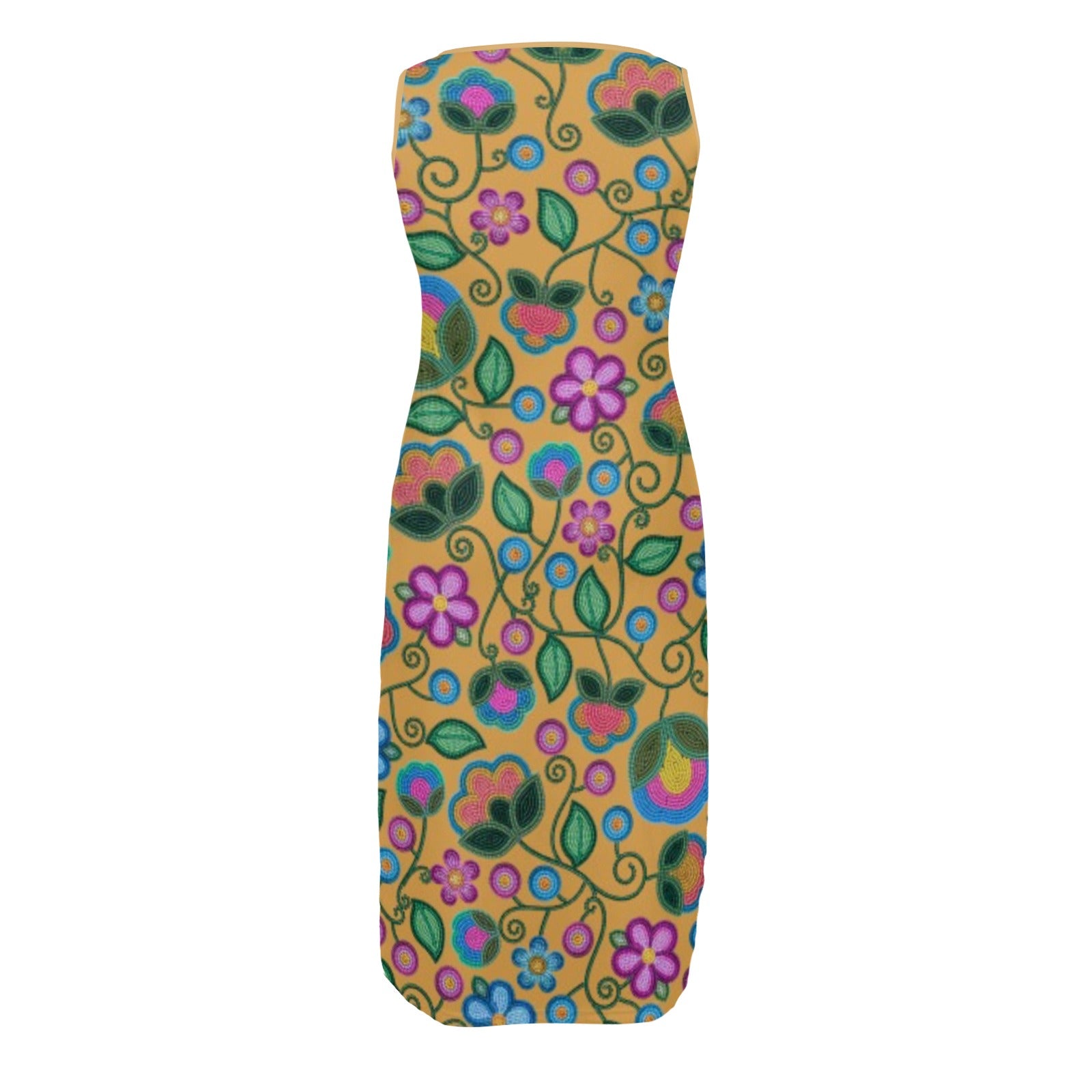 Turquoise Sunbeam Yellow Phaedra Sleeveless Open Fork Long Dress