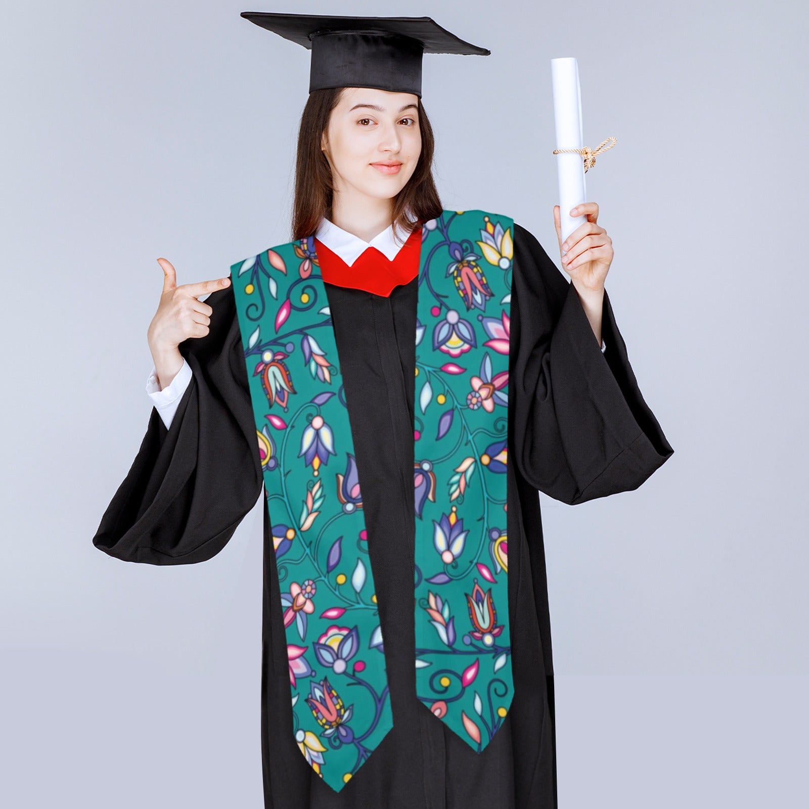 Buffalo Bloom Turquoise Graduation Stole