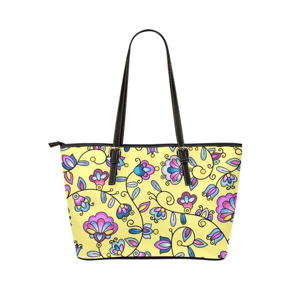 Autumn Bundle Blessing Yellow Leather Tote Bag/Large