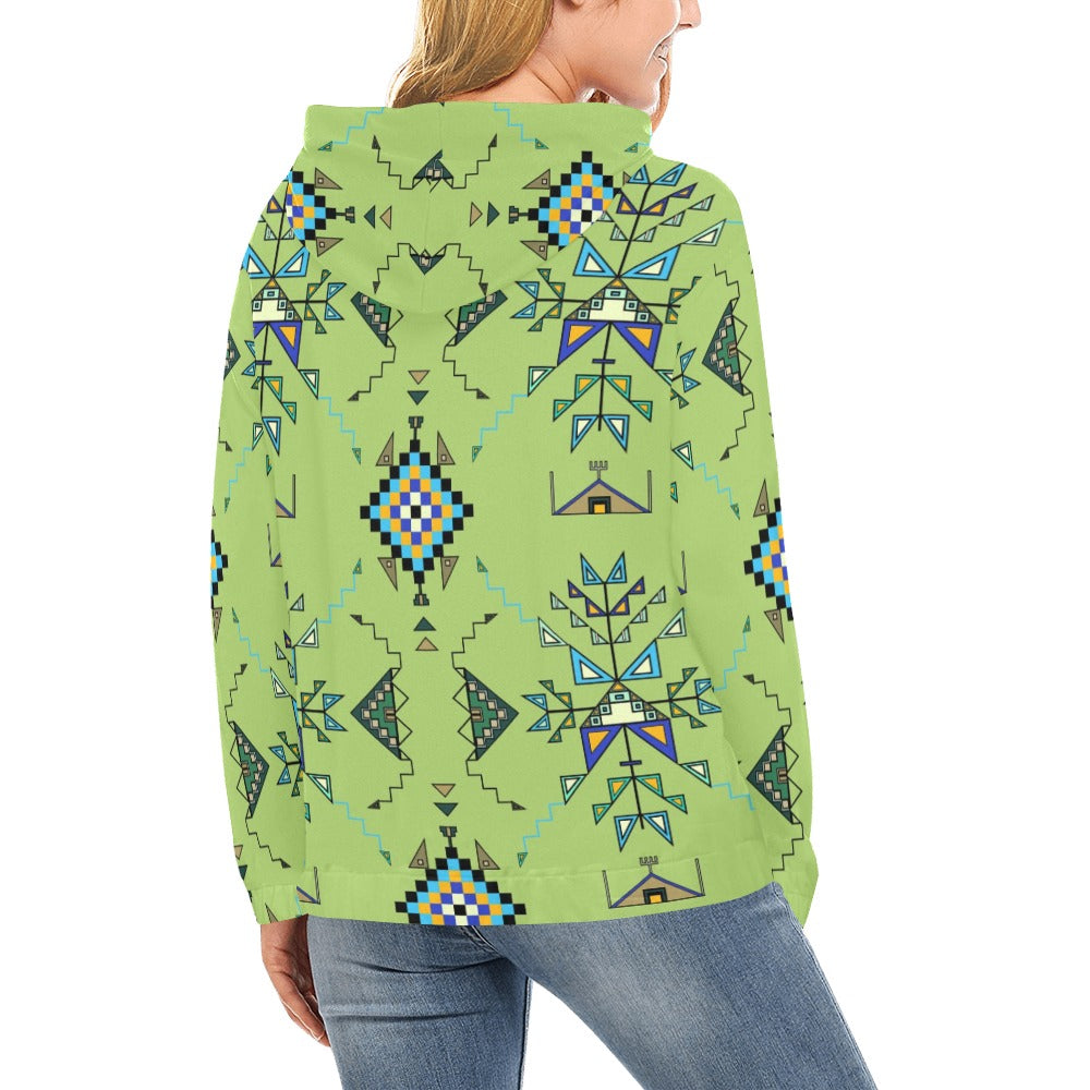 Bear Shield Green Hoodie for Women (USA Size)