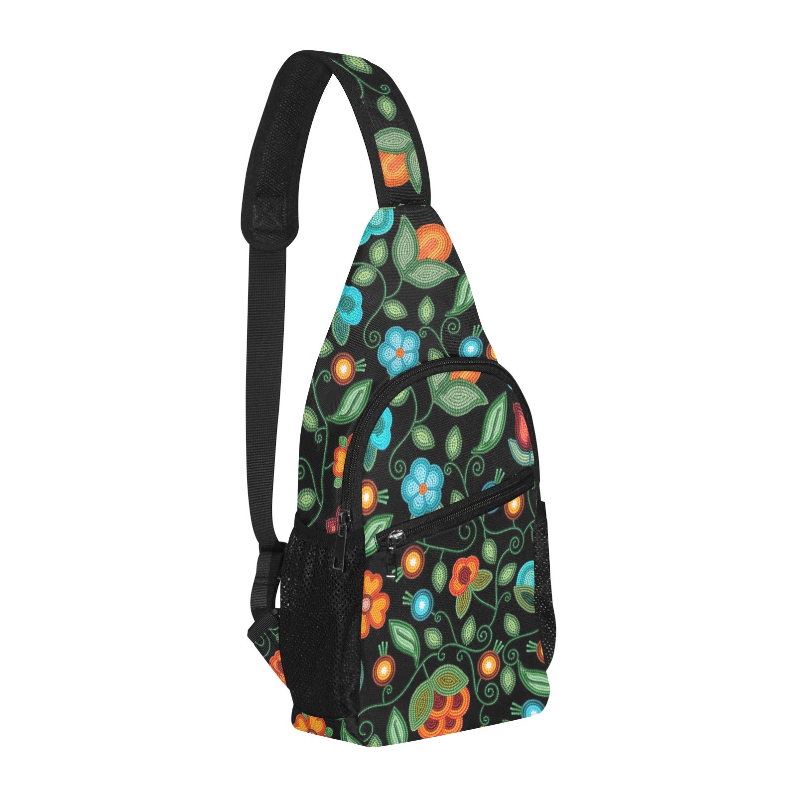 Prairie Fire Petals Black Chest Bag