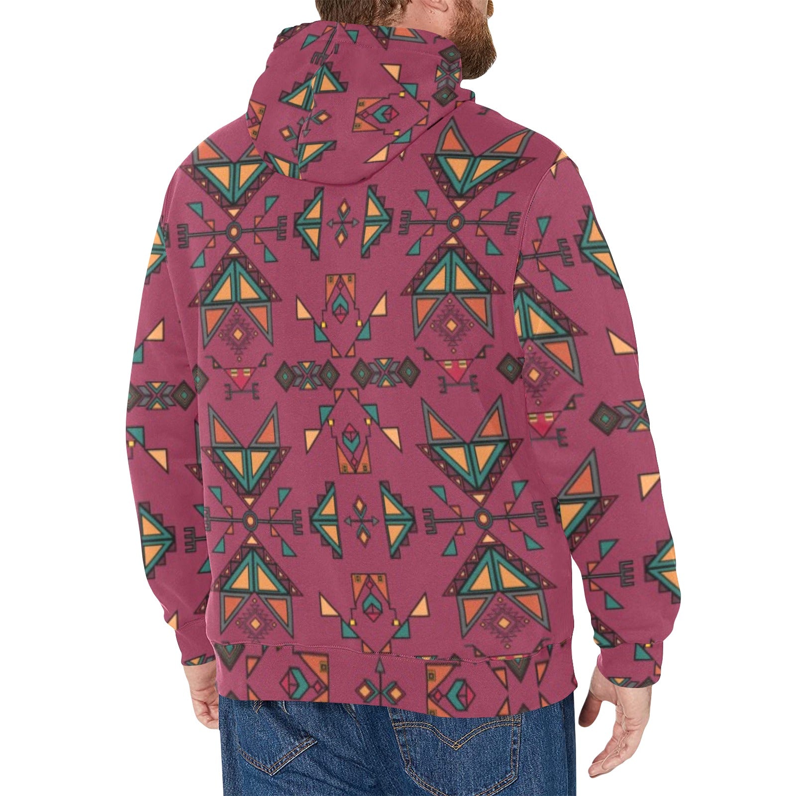 Arrow dawn Maroon Men's Long Sleeve Fleece Hoodie