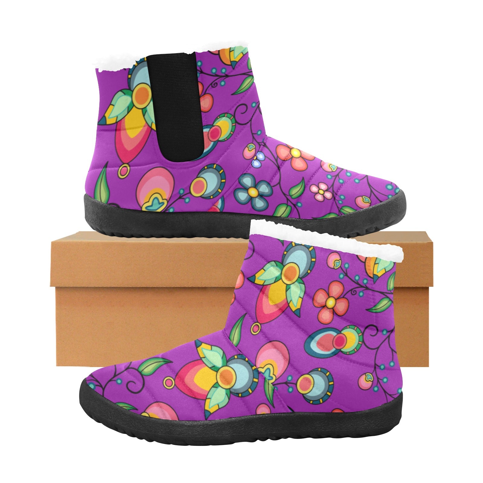 Floral Bounty Purple Women's Padded Winter Boot