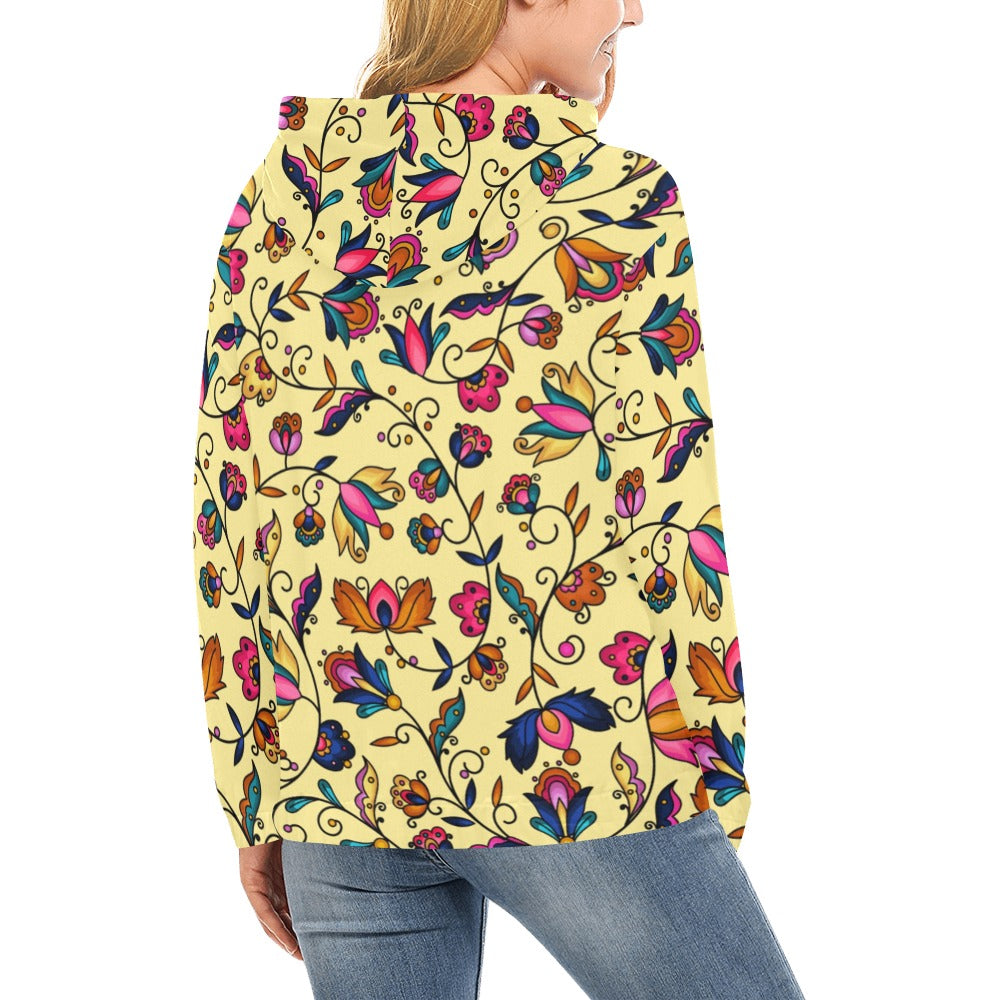 Copper Prairie Petals Yellow Hoodie for Women (USA Size)