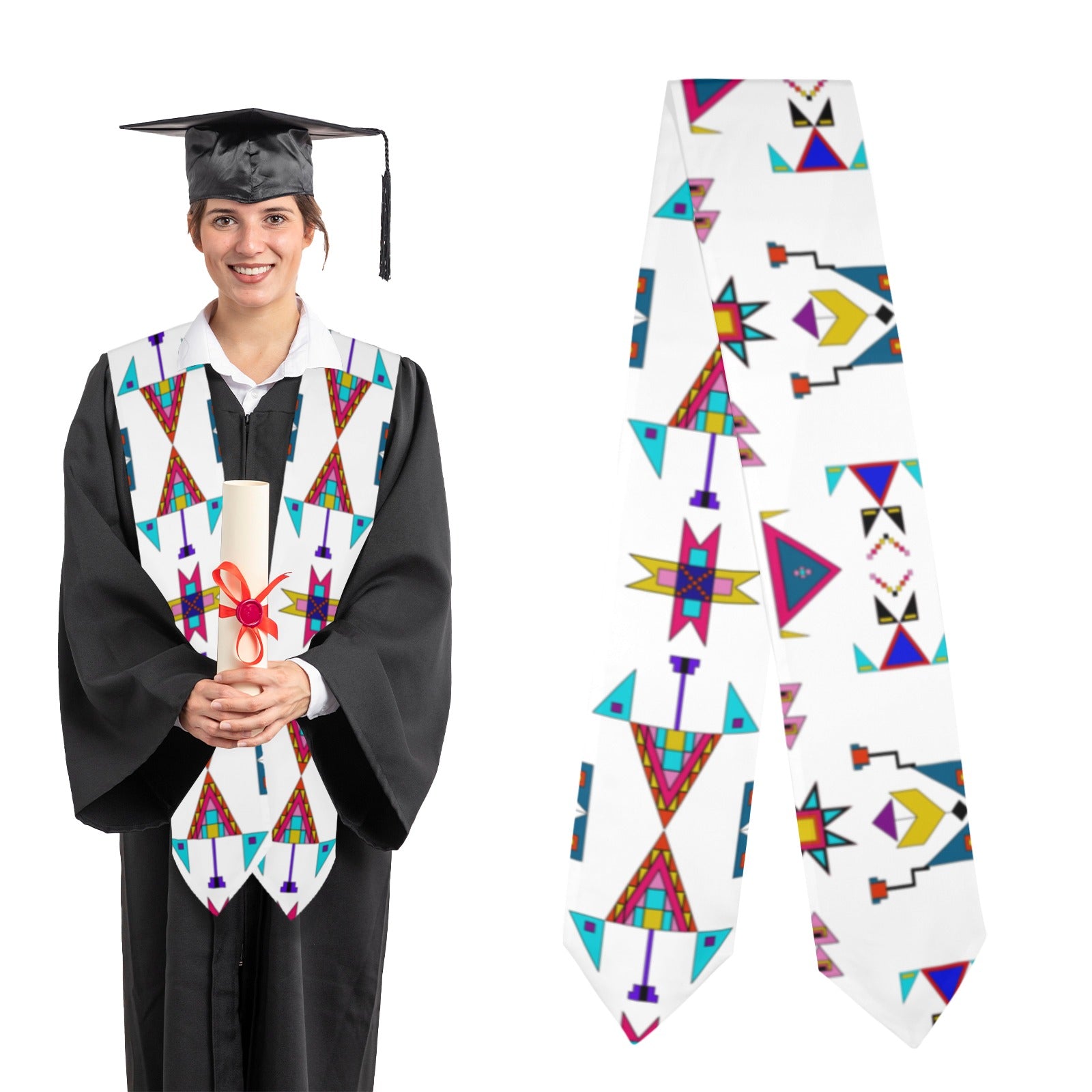 Enemy Territory White Graduation Stole