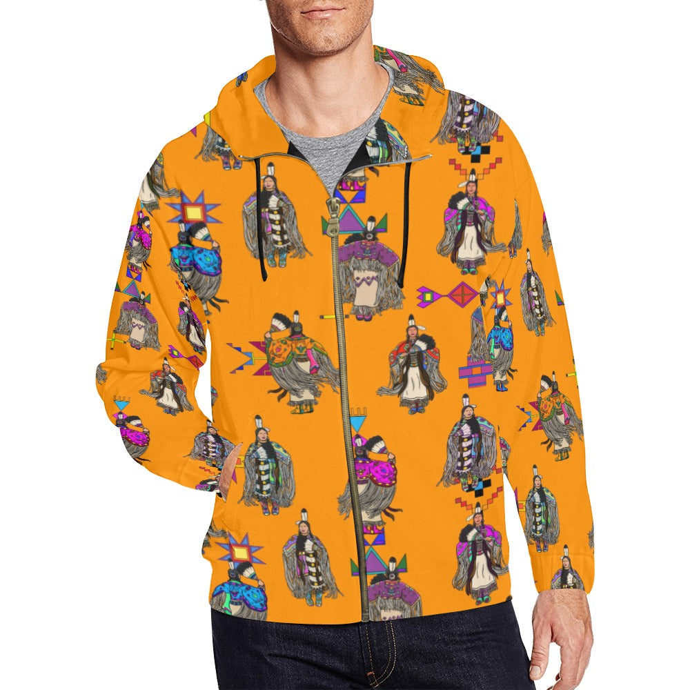 Women's Tradish Dancers Orange Men's Zipper Hoodie