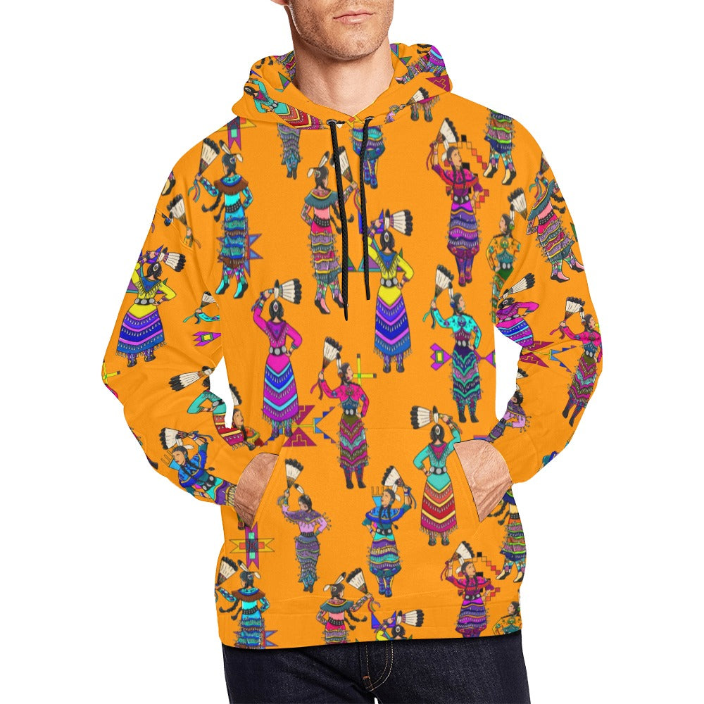Women's Jingle Dancers Orange Hoodie for Men (USA Size)