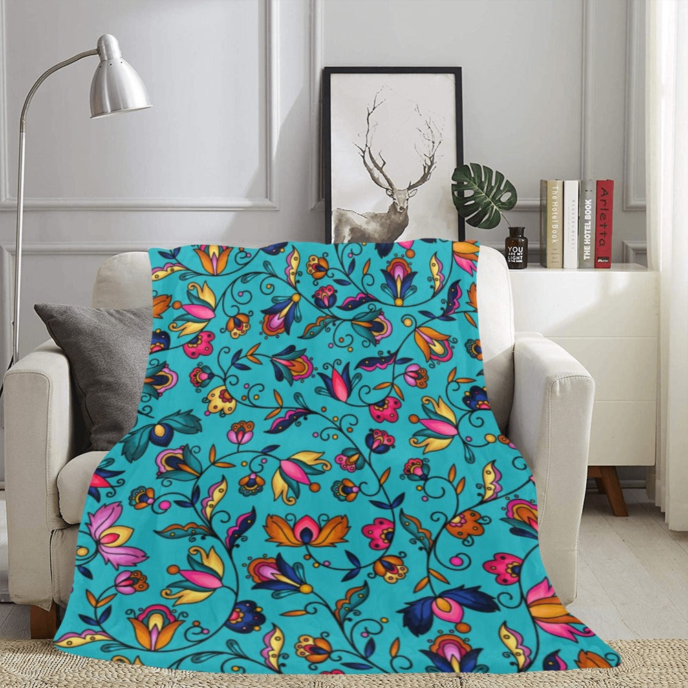 Copper Prairie Petals Turquoise Ultra-Soft Micro Fleece Blanket 60"x80"