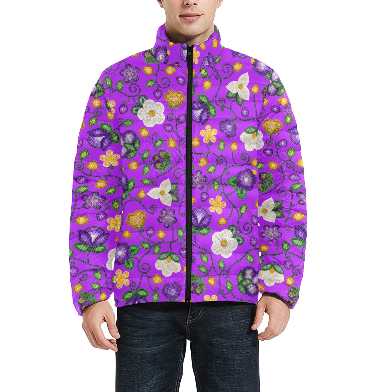 Midnight Moss Bloom Purple Men's Padded Jacket