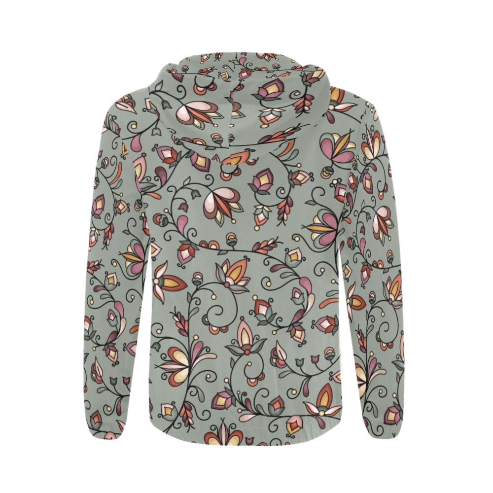 Burnt Sky Petals Green Men's Zipper Hoodie