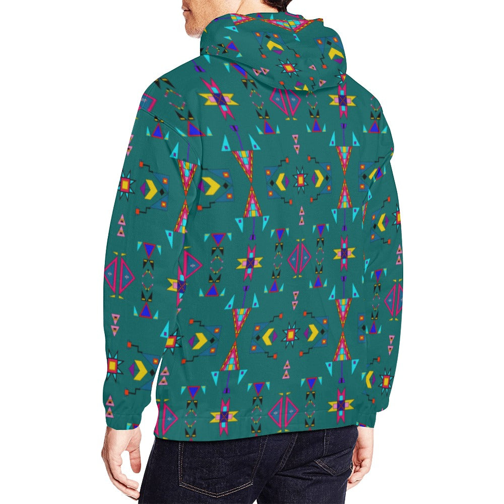 Enemy Territory Teal Hoodie for Men (USA Size)