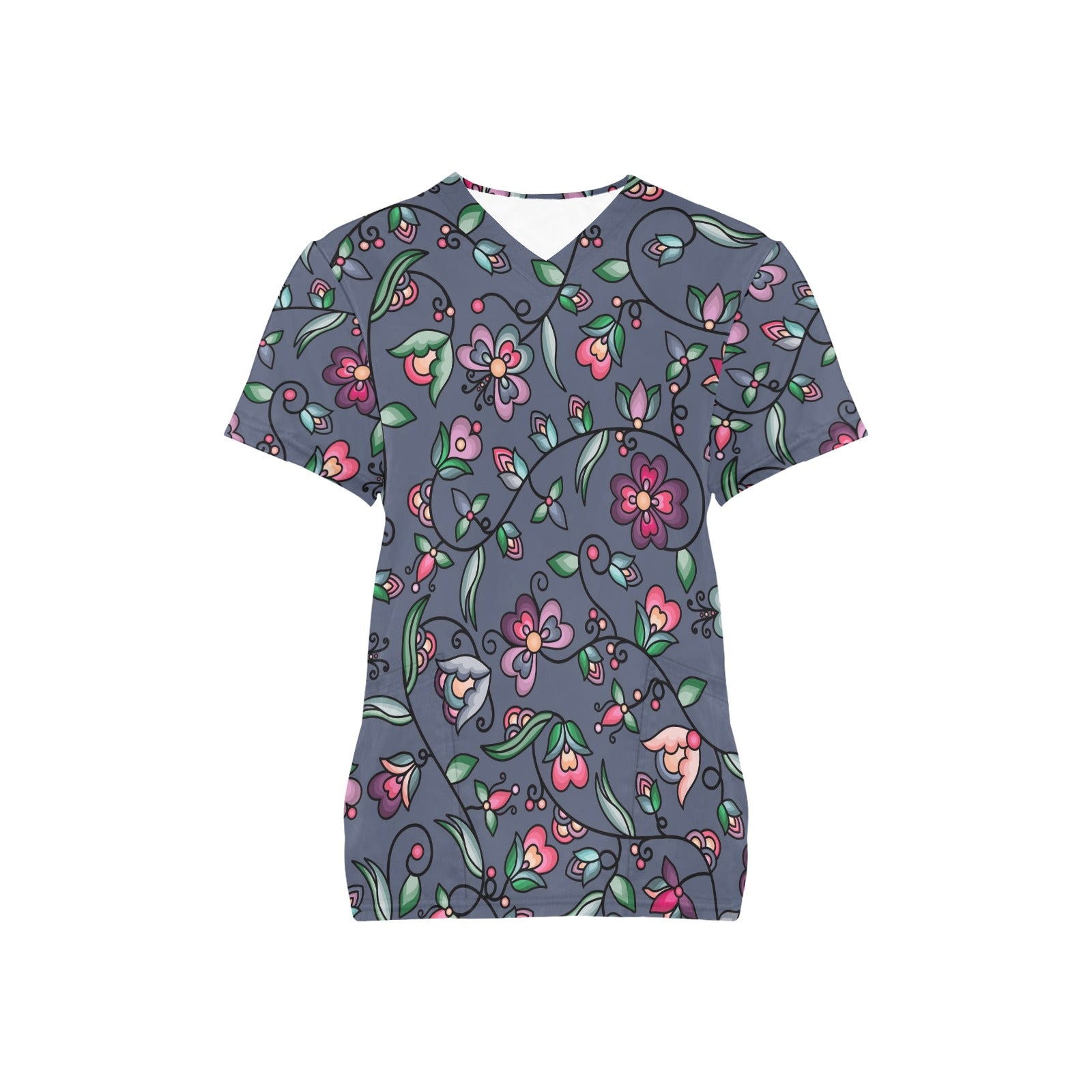 Amber Evening Garland Blue Scrub Top