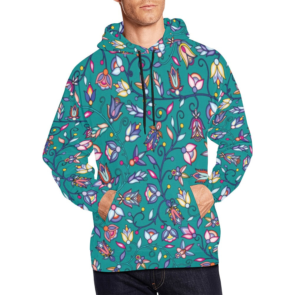 Buffalo Bloom Turquoise Hoodie for Men (USA Size)