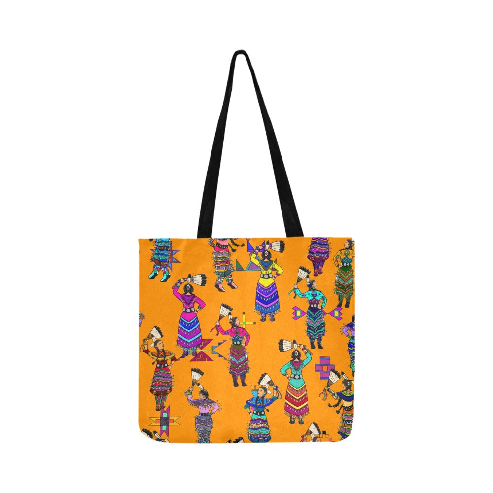 Women's Jingle Dancers Orange Reusable Shopping Bag (Two sides)