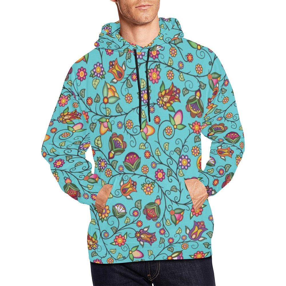 Heartbeat Petals Turquoise Hoodie for Men (USA Size)