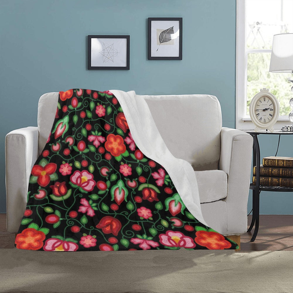 Rose Reverie Black Ultra-Soft Micro Fleece Blanket 40"x50"