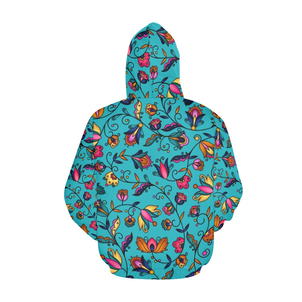 Copper Prairie Petals Turquoise Hoodie for Women (USA Size)