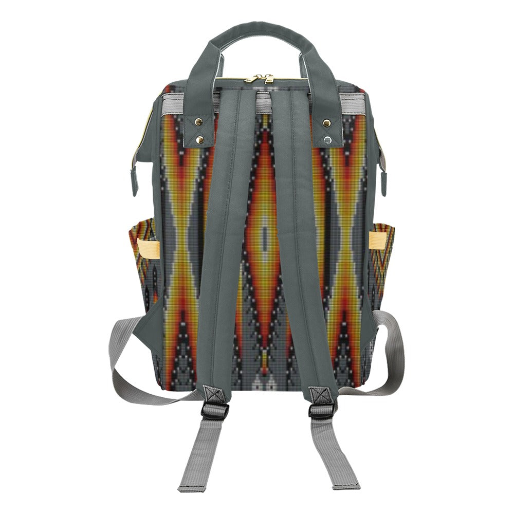 Fire Feather Grey Multi-Function Diaper Backpack/Diaper Bag