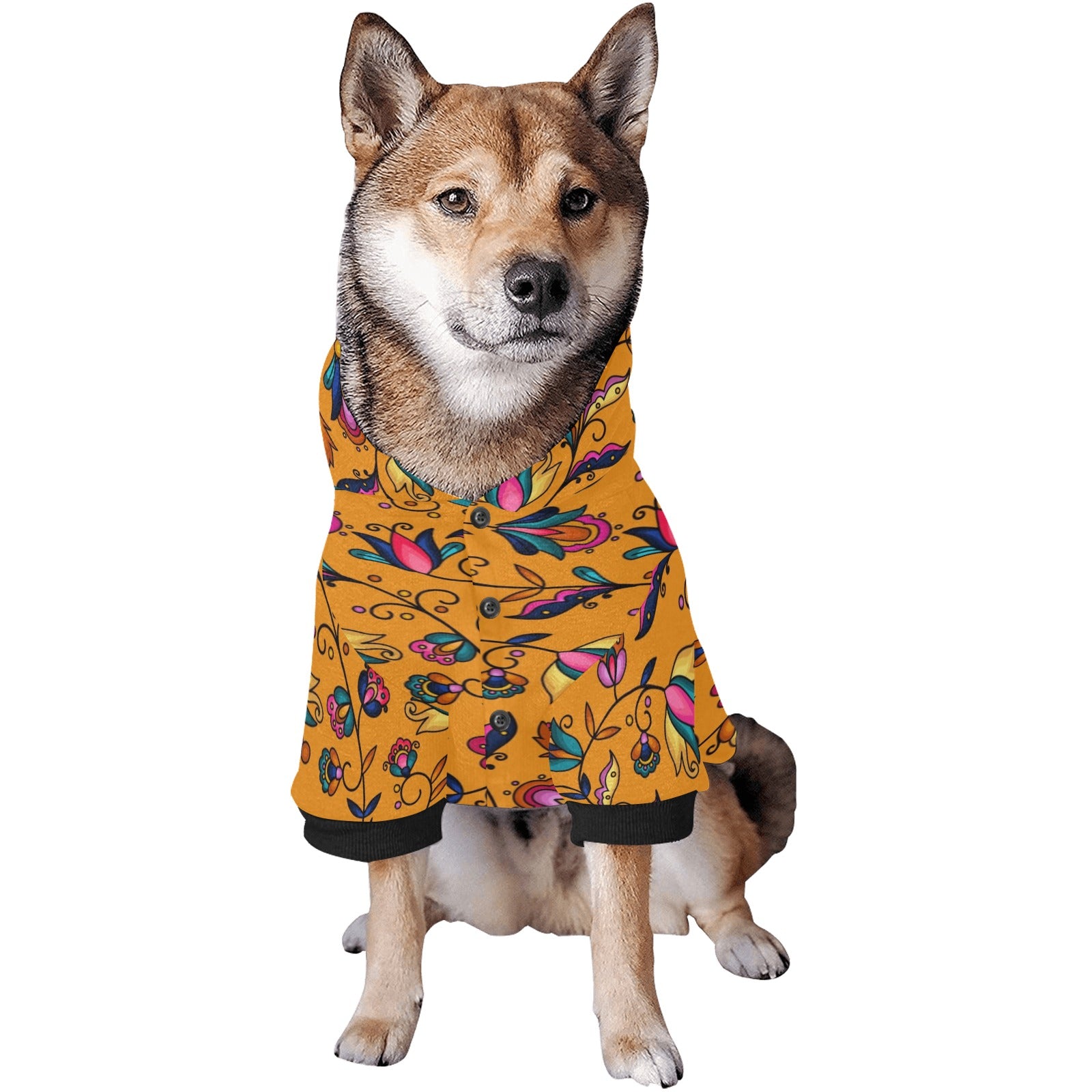 Copper Prairie Petals Orange Pet Dog Hoodie