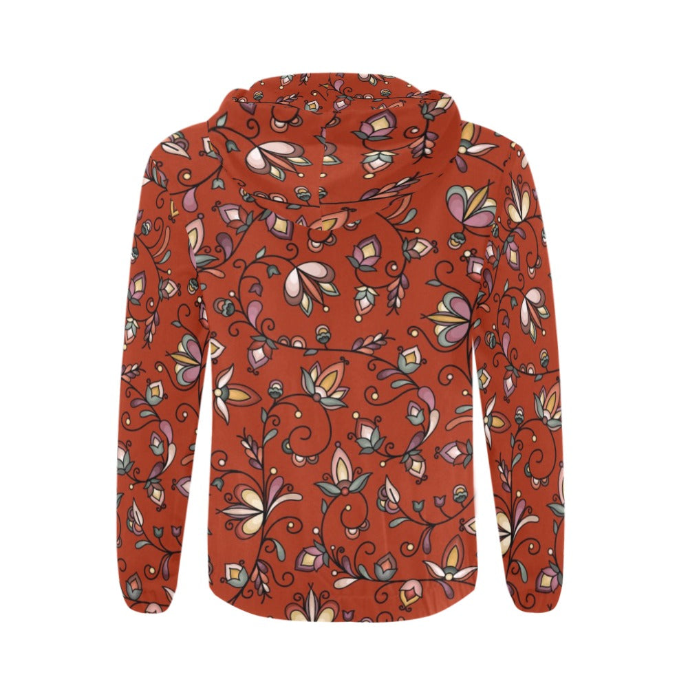 Burnt Sky Petals Red Men's Zipper Hoodie