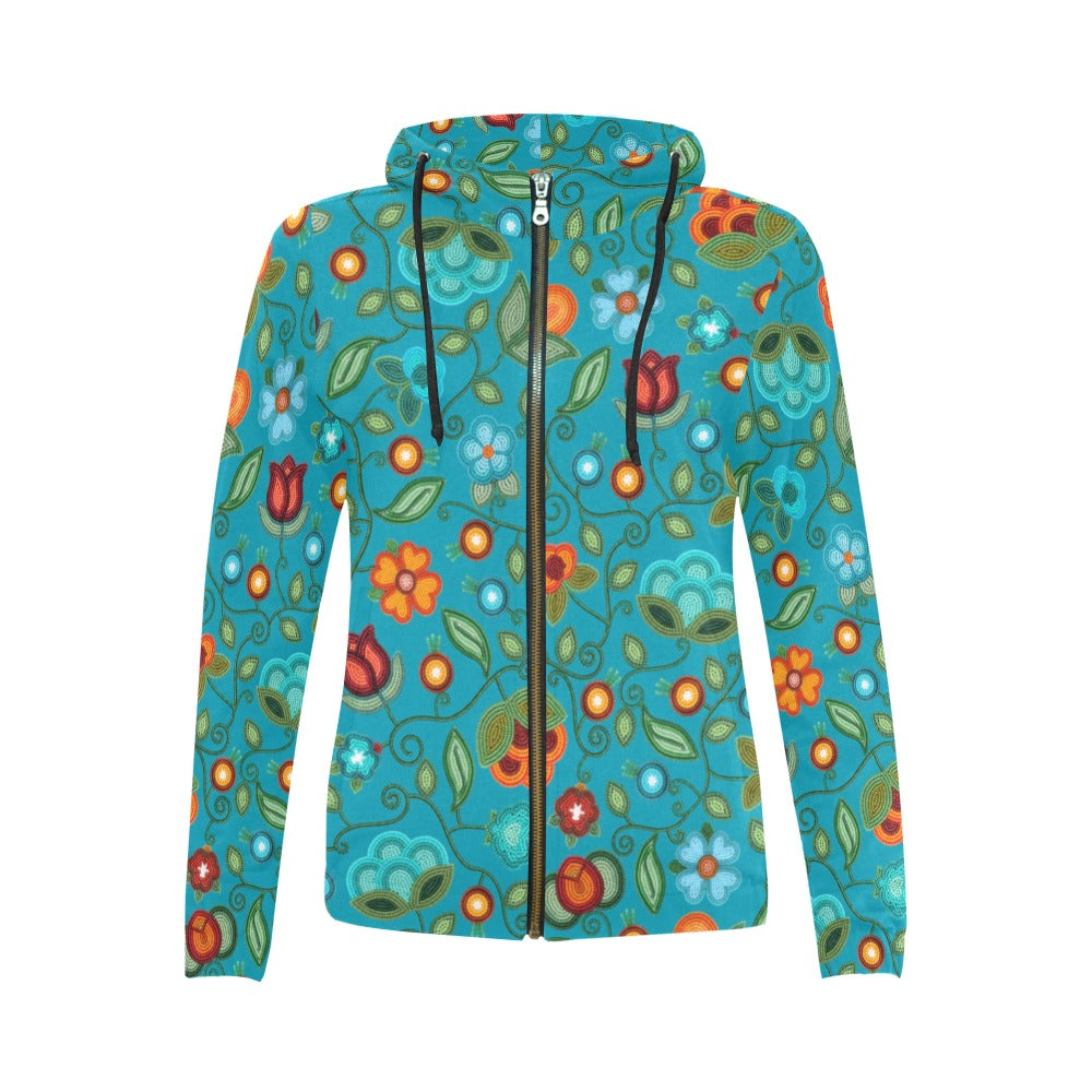 Prairie Fire Petals Ocean Full Zip Hoodie for Women