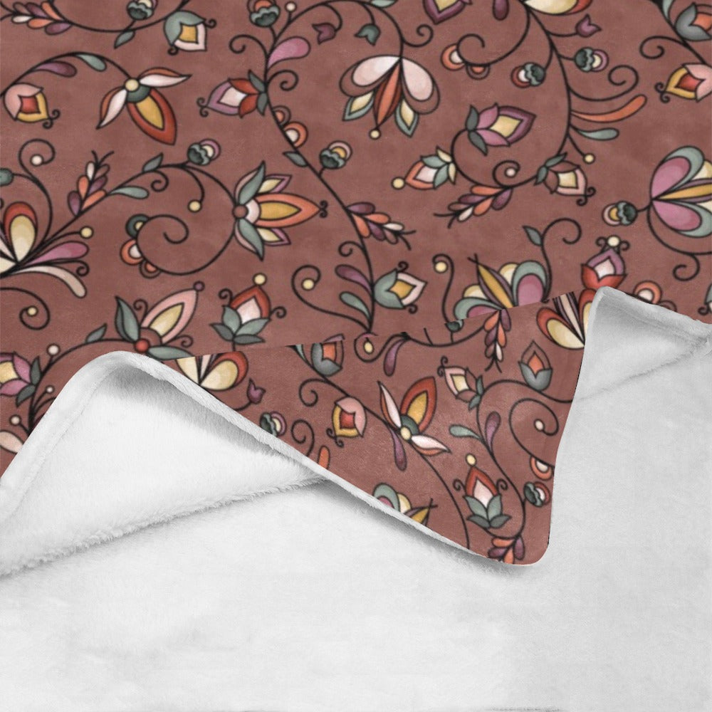 Burnt Sky Petals Brown Ultra-Soft Micro Fleece Blanket 50"x60"