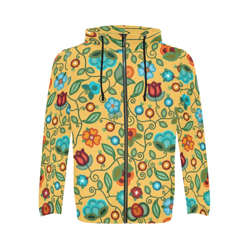 Prairie Fire Petals Honey Men's Zipper Hoodie