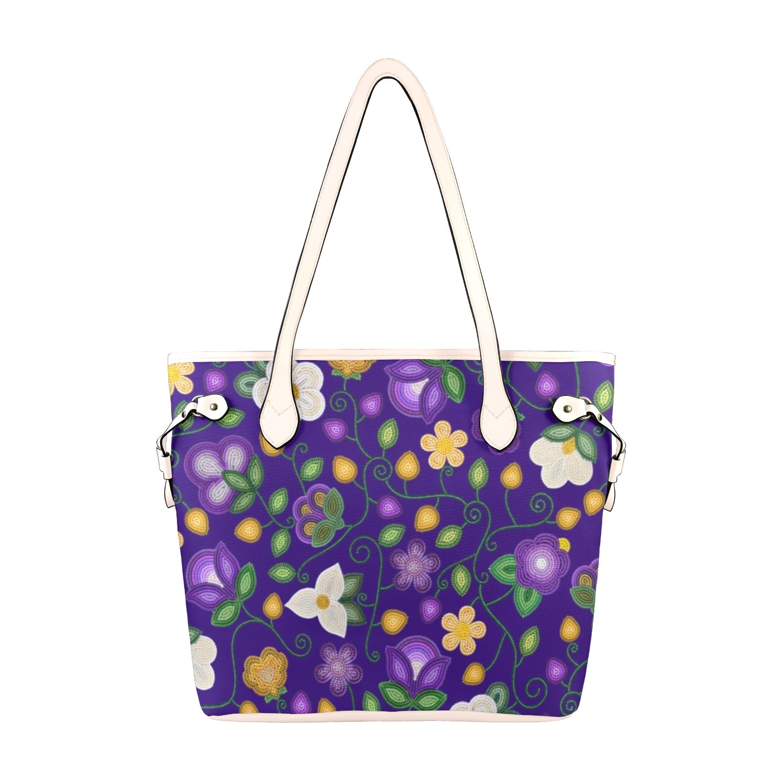 Midnight Moss Bloom Aubergine Clover Canvas Tote Bag