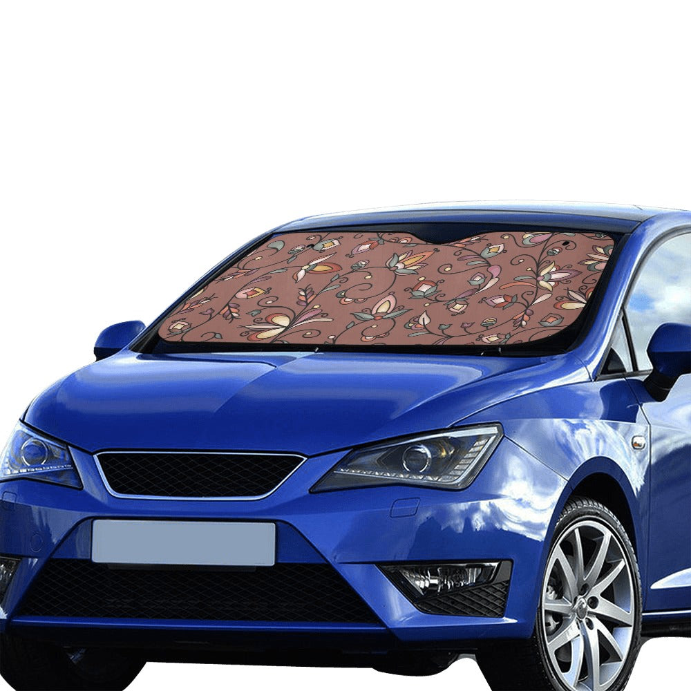 Burnt Sky Petals Brown Car Sun Shade 55"x30"