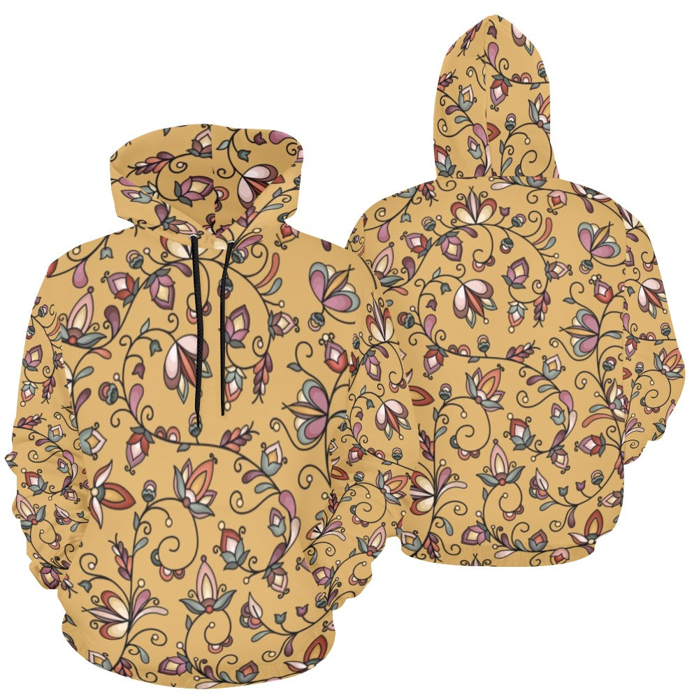 Burnt Sky Petals Gold Hoodie for Women (USA Size)