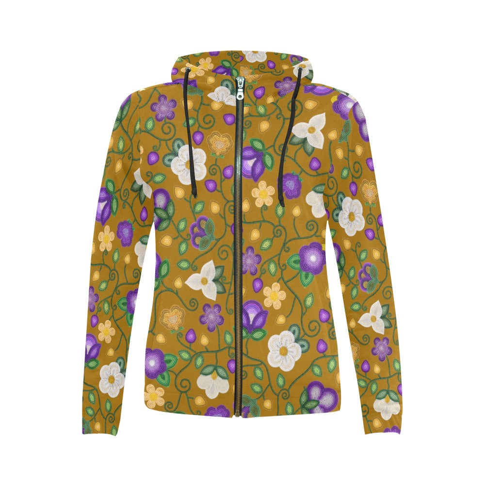 Midnight Moss Bloom Toffee Full Zip Hoodie for Women
