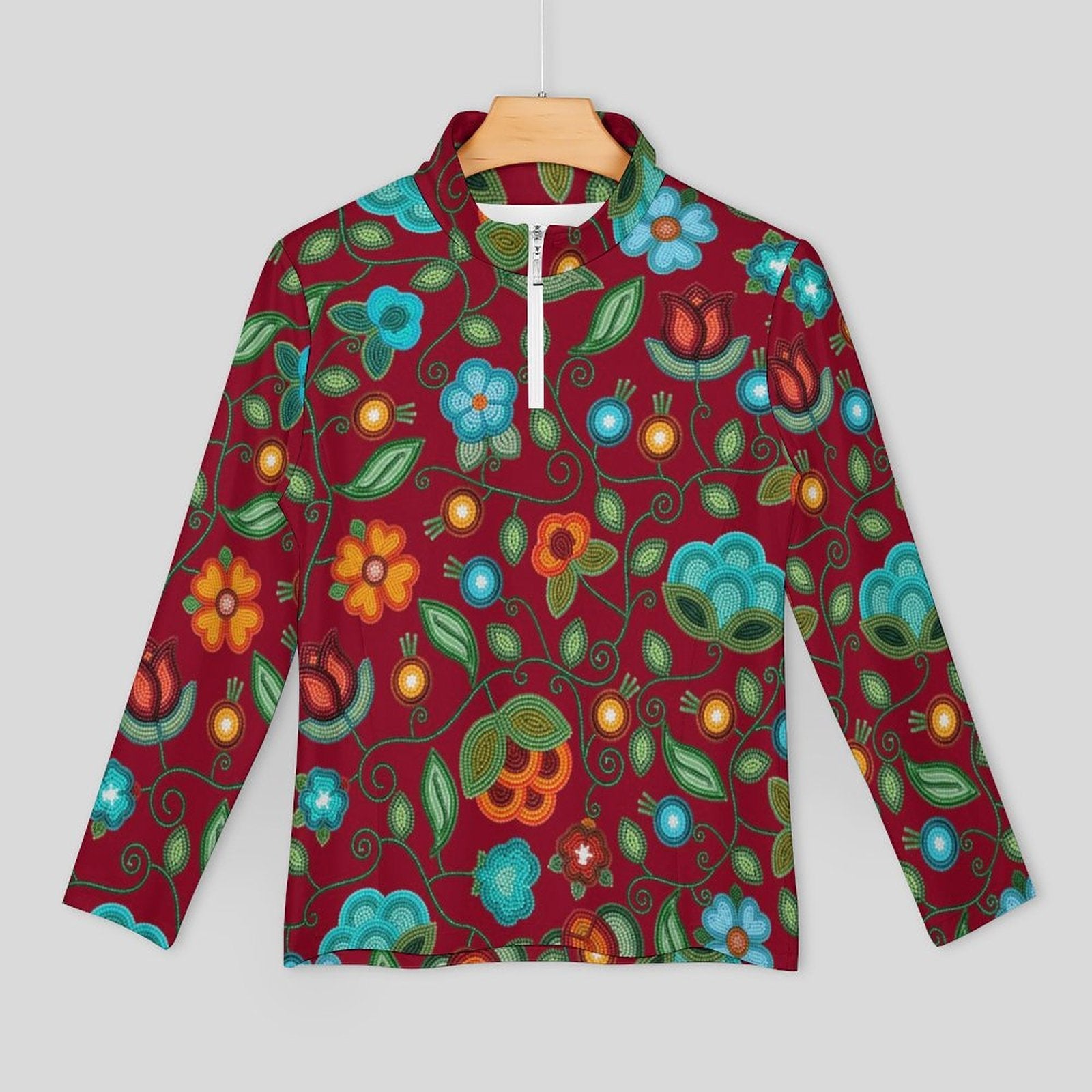 Prairie Fire Petals Red Long Sleeve Yoga Shirt