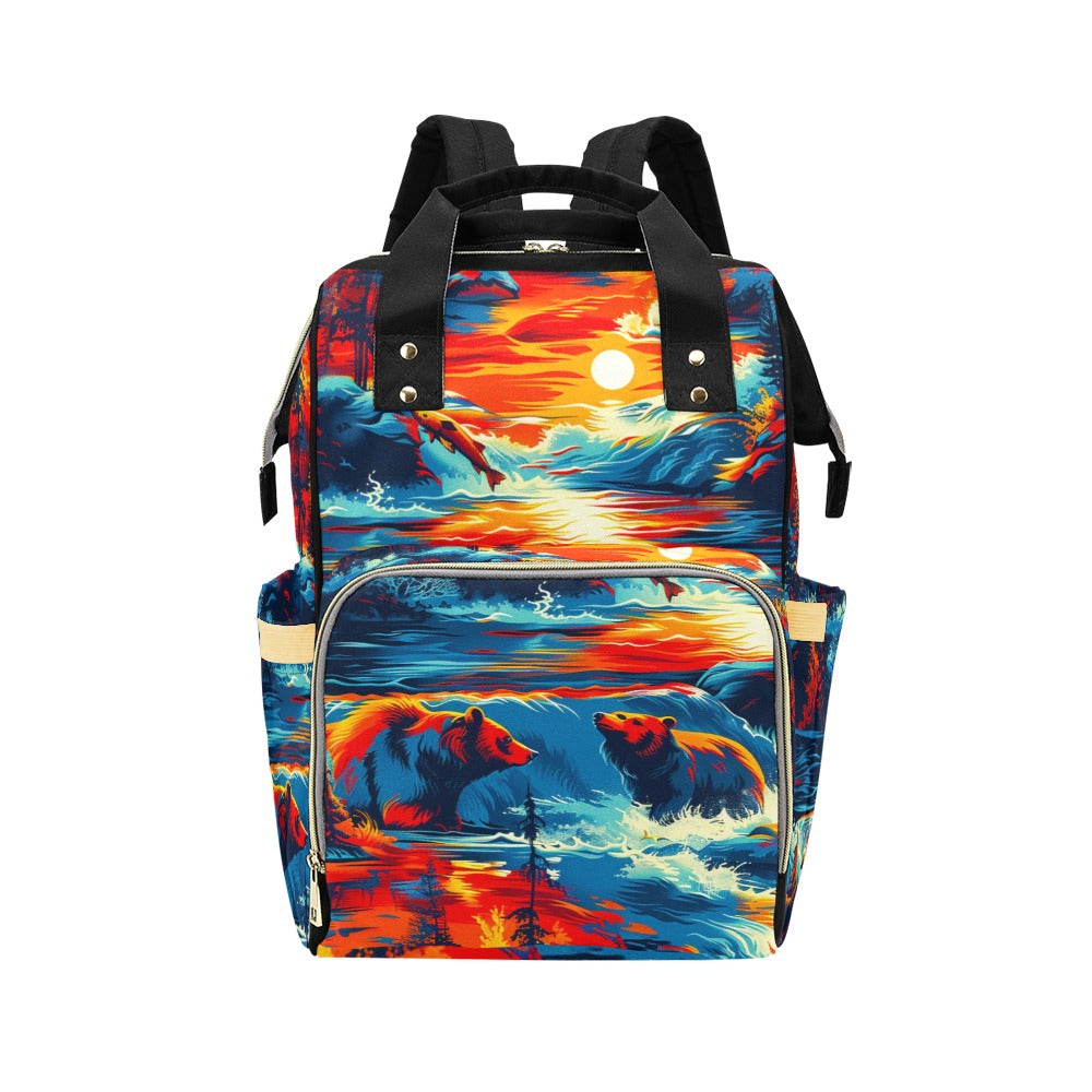 Fishing Bears 2 Multi-Function Diaper Backpack/Diaper Bag