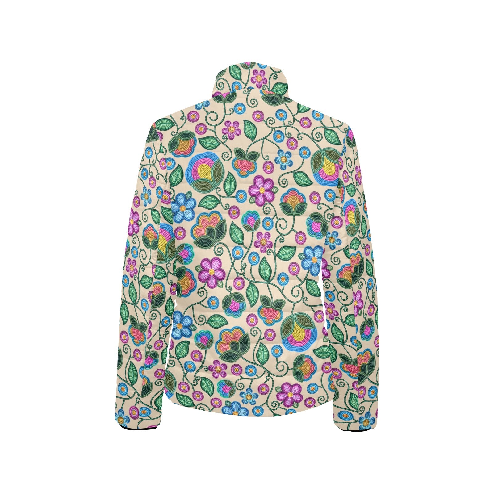 Turquoise Sunbeam Cream Women's Stand Collar Padded Jacket