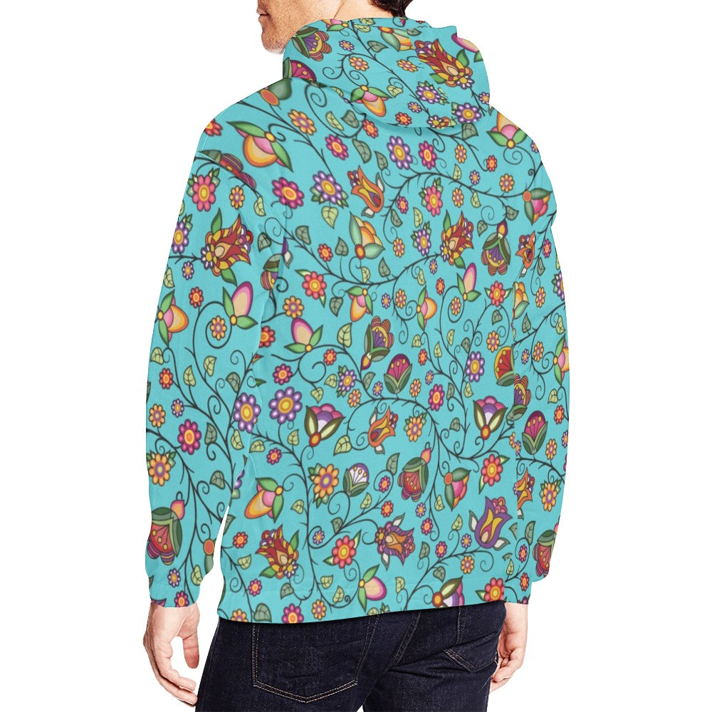 Heartbeat Petals Turquoise Hoodie for Men (USA Size)