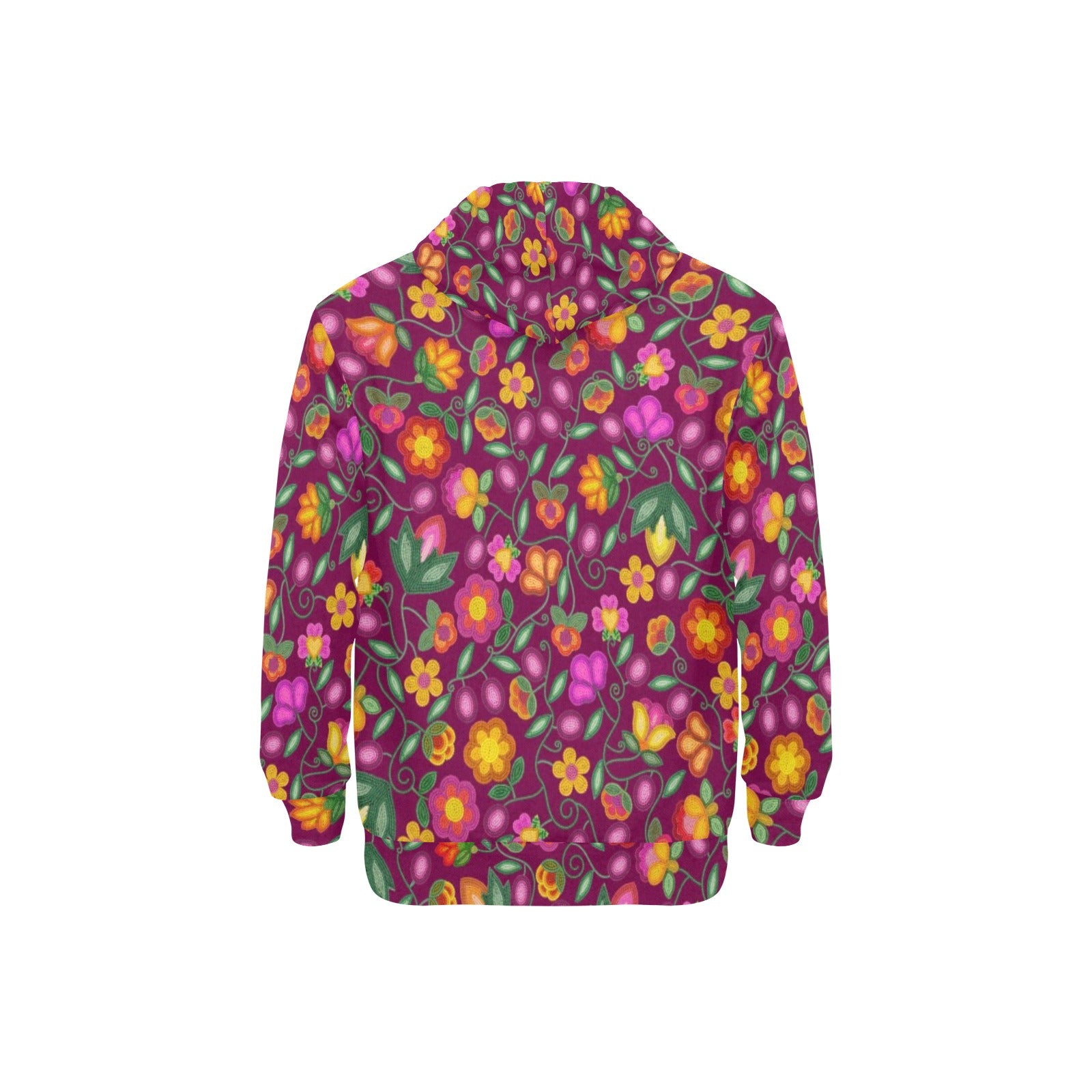 Boreal Bounty Dark Magenta Men's Long Sleeve Fleece Hoodie