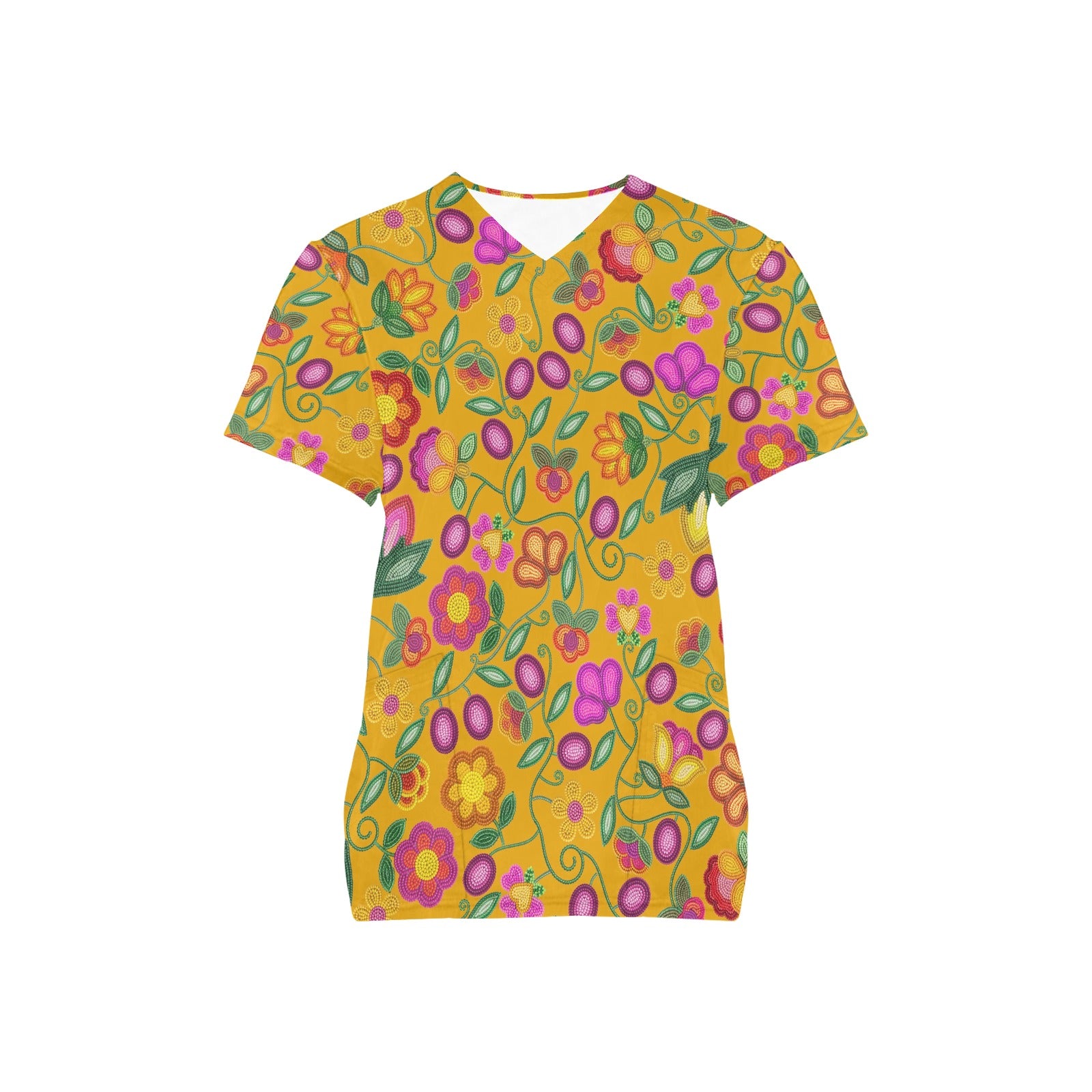 Boreal Bounty Yellow Scrub Top