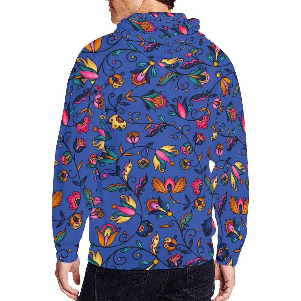 Copper Prairie Petals Blue Men's Zipper Hoodie