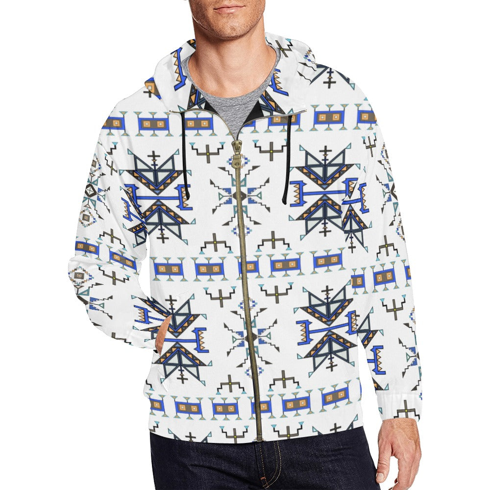 Eagle Strike White Men's Zipper Hoodie