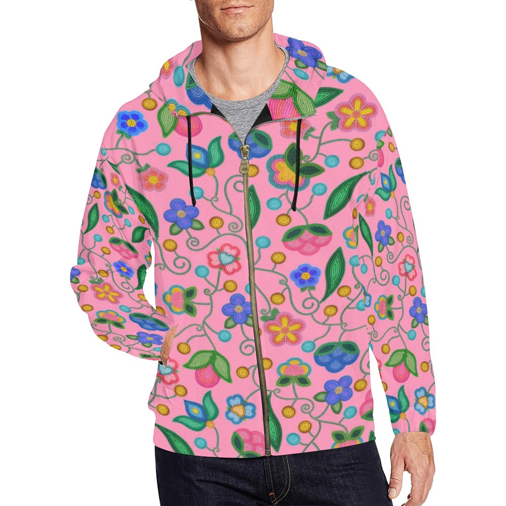 Skyberry Serenade Pink Men's Zipper Hoodie