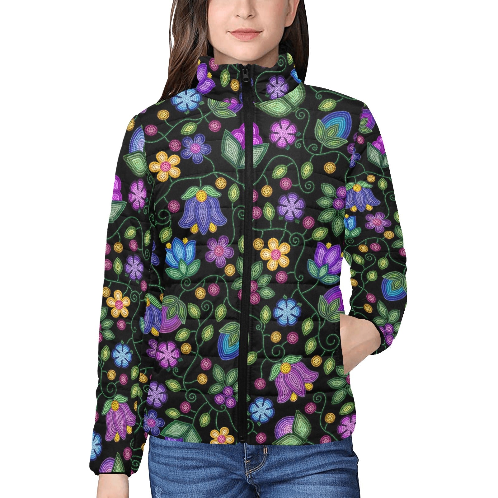 Bloom Uplift Black Women's Stand Collar Padded Jacket