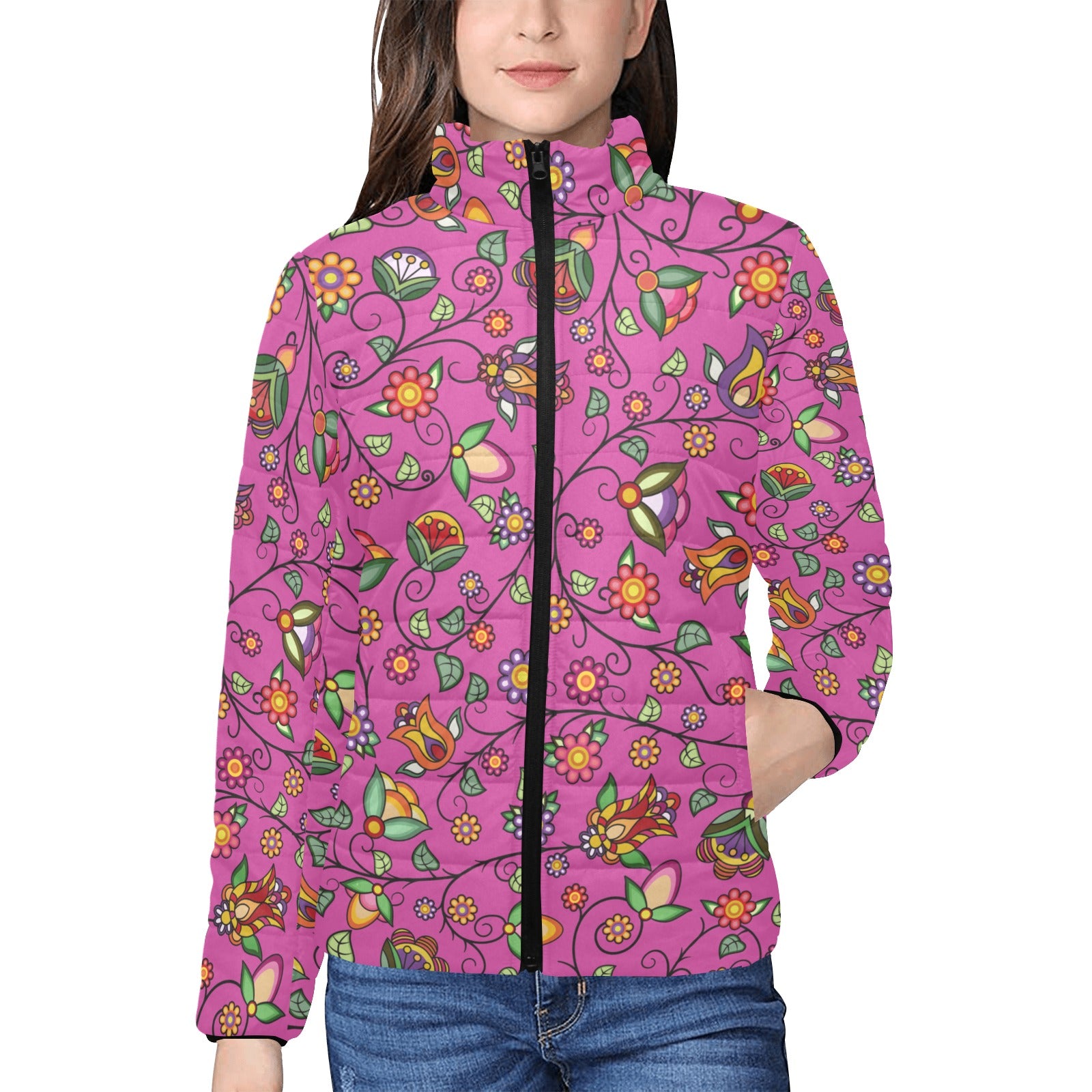 Heartbeat Petals Pink Women's Padded Jacket