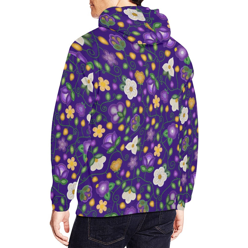 Midnight Moss Bloom Aubergine Hoodie for Men (USA Size)