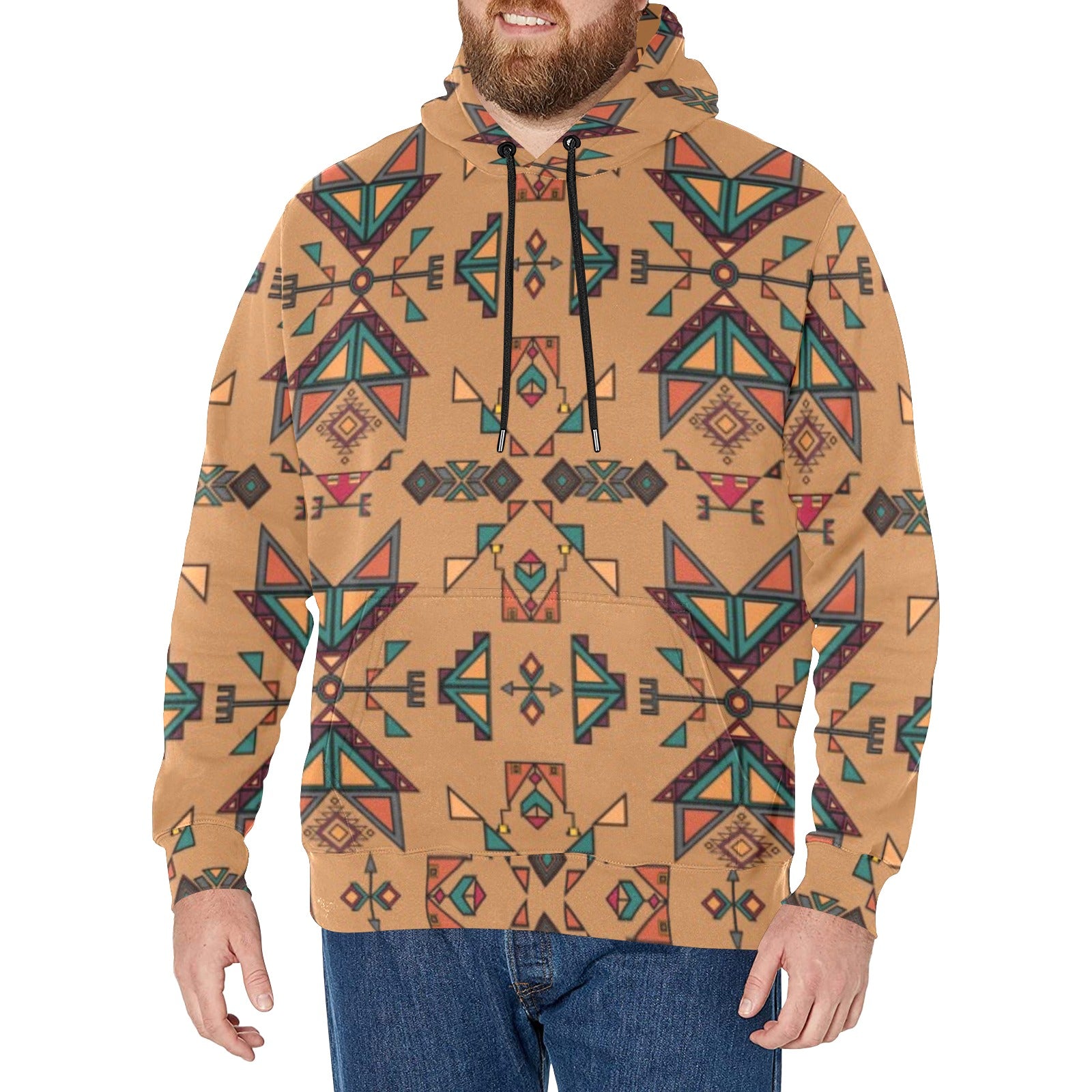Arrow dawn Brown Men's Long Sleeve Fleece Hoodie