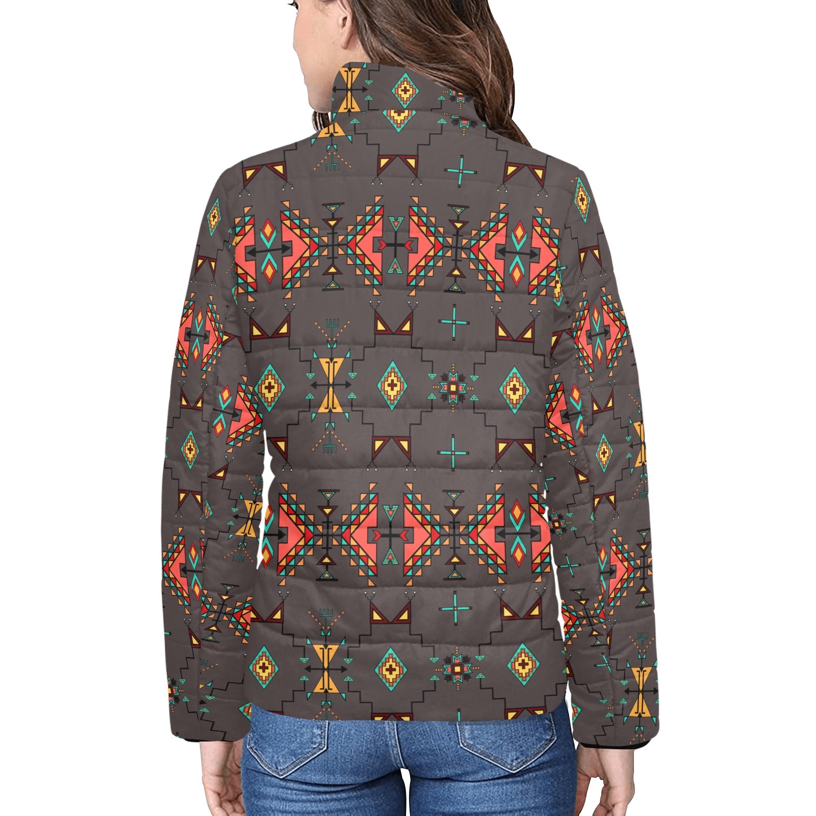 Thunder Flight Gray Women's Stand Collar Padded Jacket