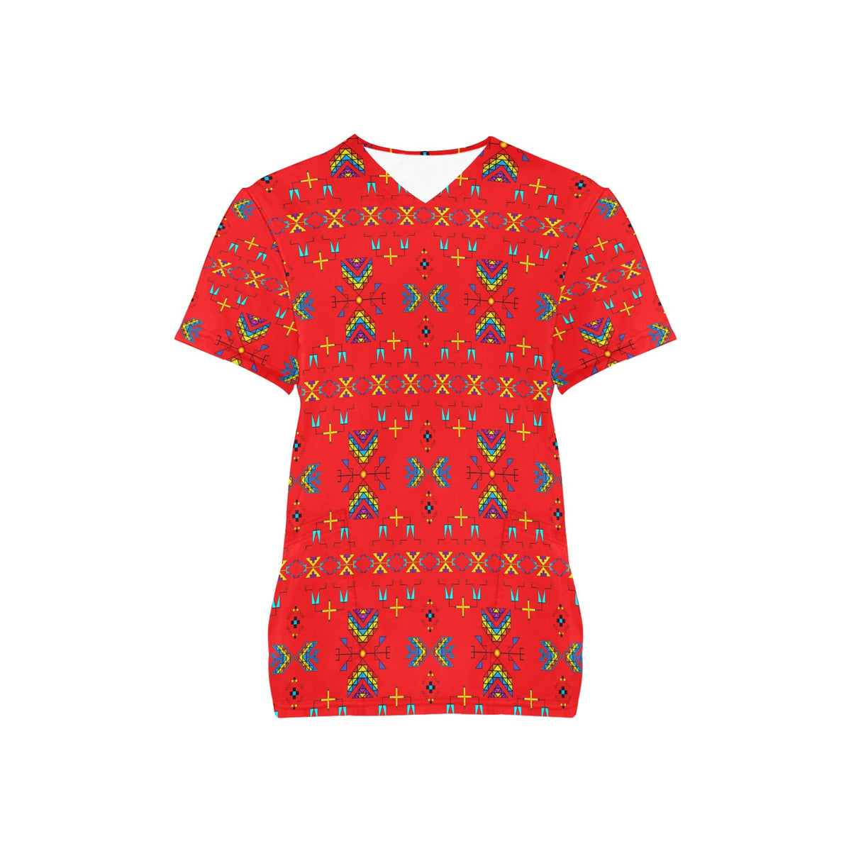 Rainy Chief Rainbow Red Scrub Top